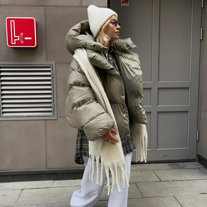Damski płaszcz zimowy ciepły damski bawełniany płaszcz z kapturem 2023 nowa moda rekreacyjna wysokiej jakości gruby damski płaszcz bawełniany T286