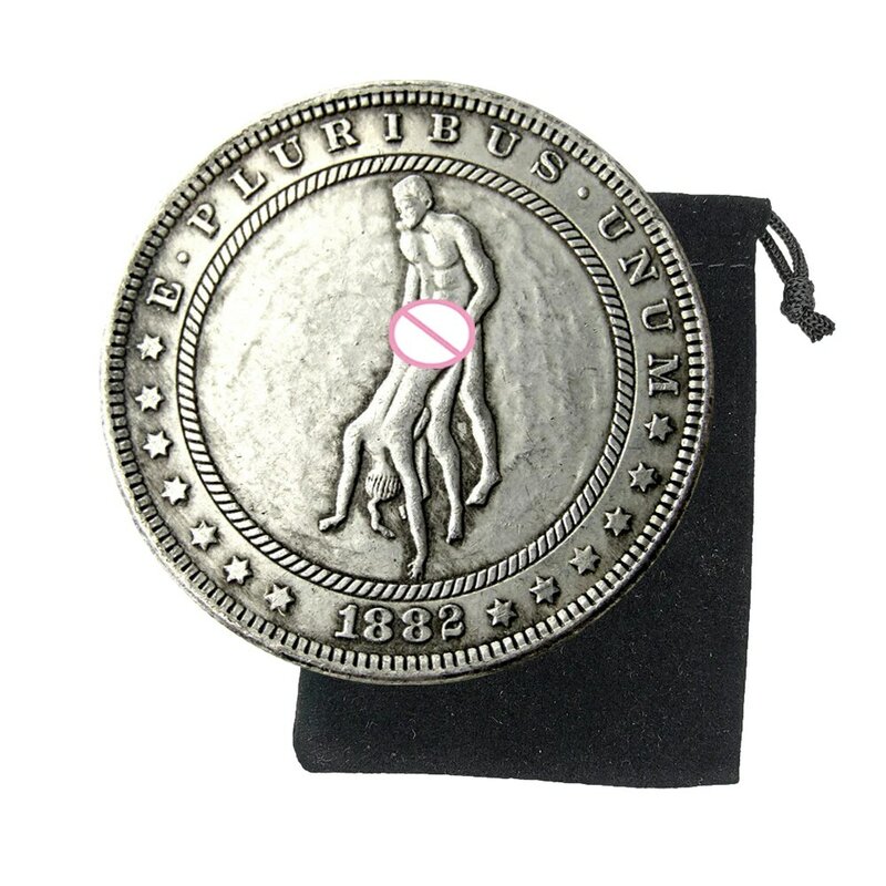 Romantyczny kochanek joga zabawa miłość moneta 1 dolar sztuka para kieszonka na monety decyzja moneta pamiątkowa na szczęście + torba na prezent