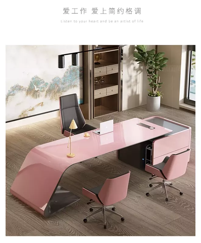 Minimalist Modern Fashion President Manager Desk Executive Desk White Paint  Boss Desk Office Furniture