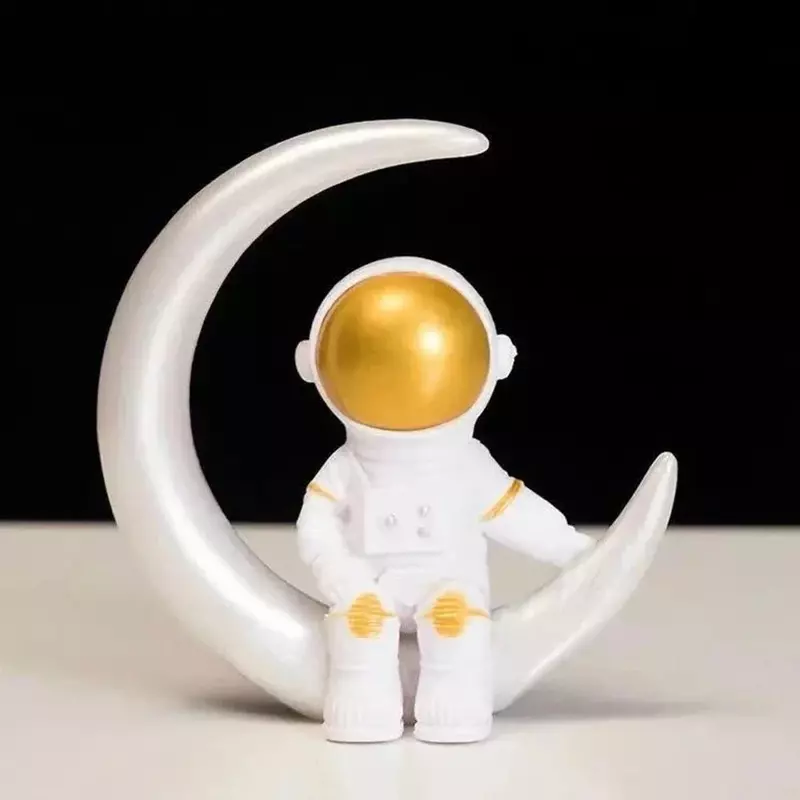 4 buah figur astronot patung Figurine Spaceman patung mainan pendidikan Desktop dekorasi rumah Model astronot untuk hadiah anak-anak