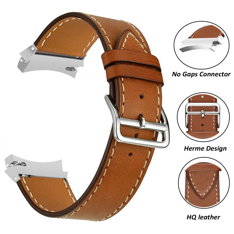 Tali kulit untuk jam Samsung Galaxy 4/6, tali kulit untuk jam tangan Samsung Galaxy 5/4 Klasik 46mm 42mm 44mm 40mm tanpa celah