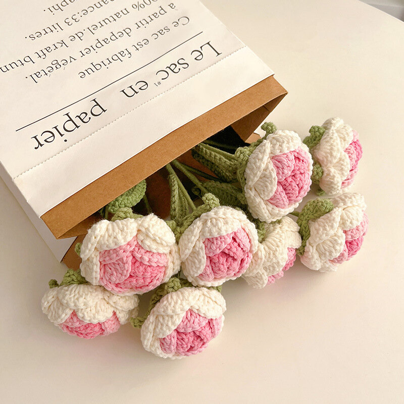 永遠の花を使った手織りの偽の永遠のバラ,サイクロの模造ウール糸,日本の花,バンドル,フェスティバルギフト