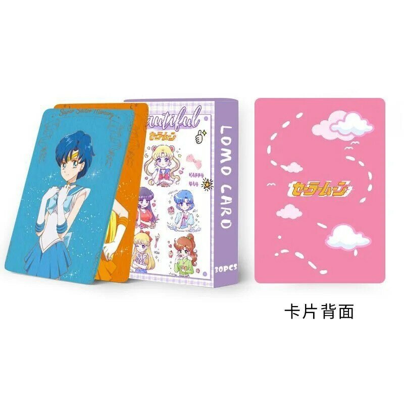 Sailor Moon-tarjetas Lomo de Anime japonés, juego de cartas con caja de tarjetas postales, Mensaje, foto, regalo, 1 paquete, 30 piezas