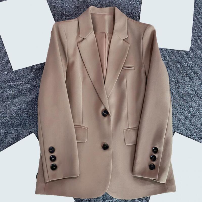 Blazer minimalista de peito único feminino, lapela, outwear solto, elegante moda coreana, combina com tudo, casaco de primavera, monocromático, 2023