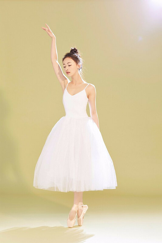 Branco ballet tutu vestido adulto novo profissional ballet prática trajes de dança