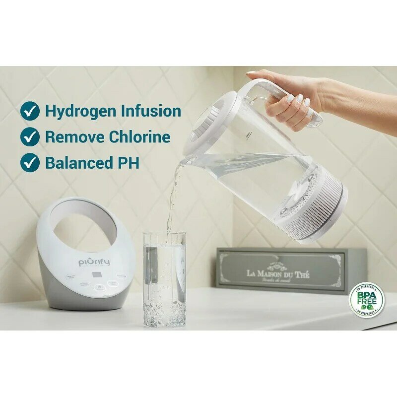 Hydrogen Water Pitcher - Rich Hydrogen Water Generator Electrolysis Jug BPA Free with SPE and PEM Concentrator Technology. Balan