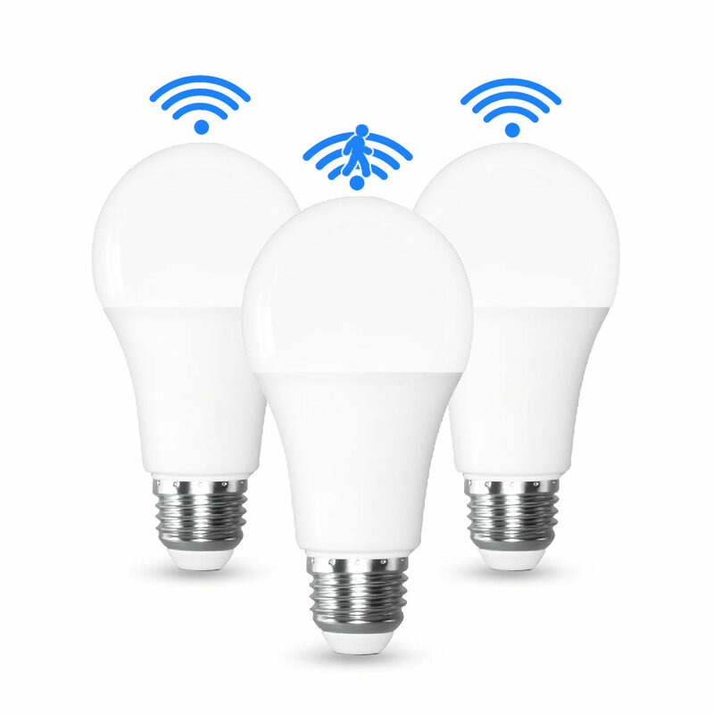 Lâmpada LED com sensor de movimento PIR, lâmpada para casa escada, caminho, corredor, luz, lâmpada, 6W, 9 W, 12 W, 15 W, 18 W, 20W, E27, 220V CA