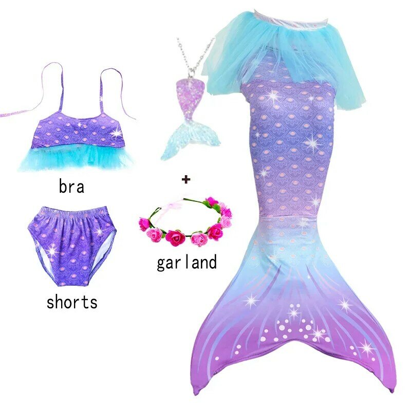 Kids Girls Swimming Mermaid Tail Cosplay Suits Children Christmas Gift Fantasy Swimsuit Can Add Monofin