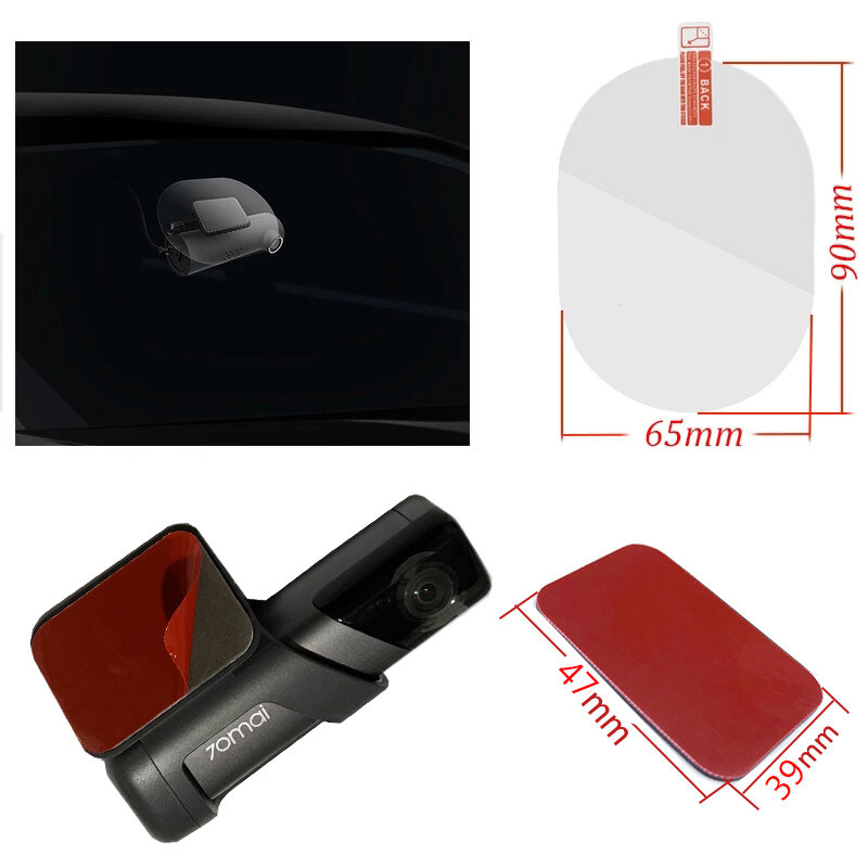 Adesivo e adesivos estáticos para 70mai Dash Cam, Smart VHB, M500, DVR de carro, 3pcs