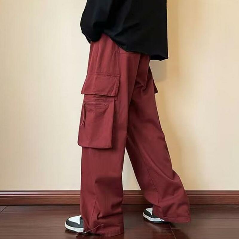Pantalones Cargo de pierna ancha sueltos de estilo Harajuku, pantalones holgados con cordón, Pantalones rectos Retro, pantalones casuales de estilo americano