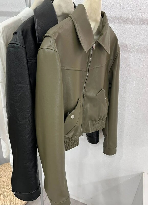 Темпераментные Пригородные короткие женские куртки, персонализированные Куртки из искусственной кожи, пальто