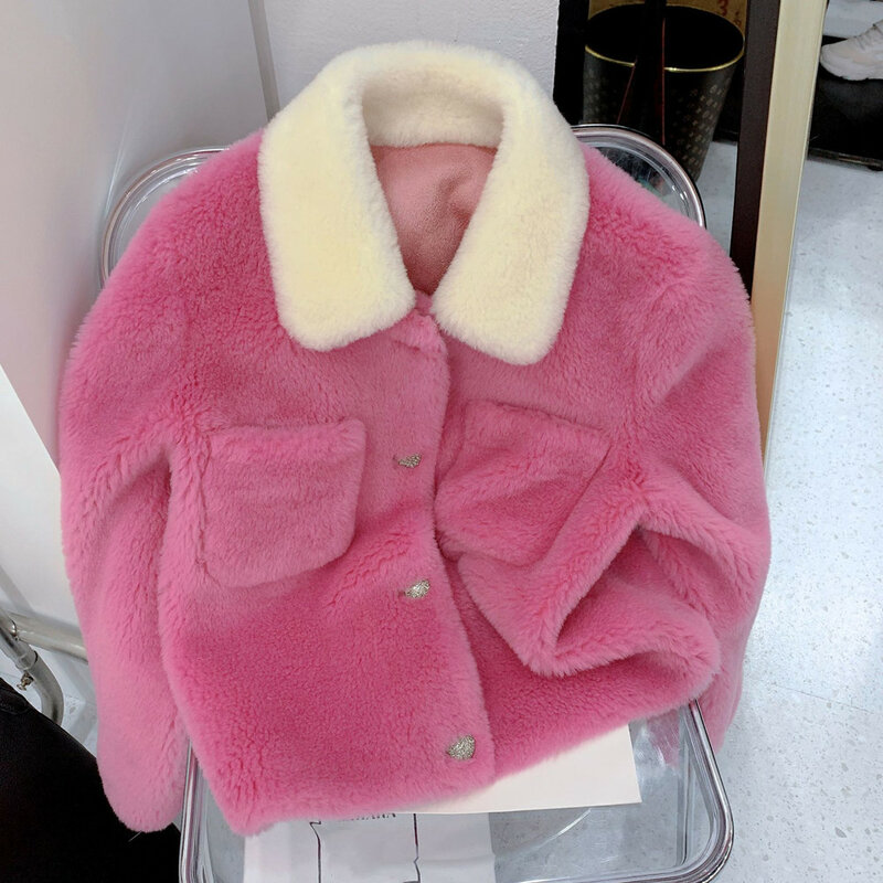세련된 양모 모피 가죽 포켓 자켓 코트 F032 여성용, 고품질, 2022 가을 겨울