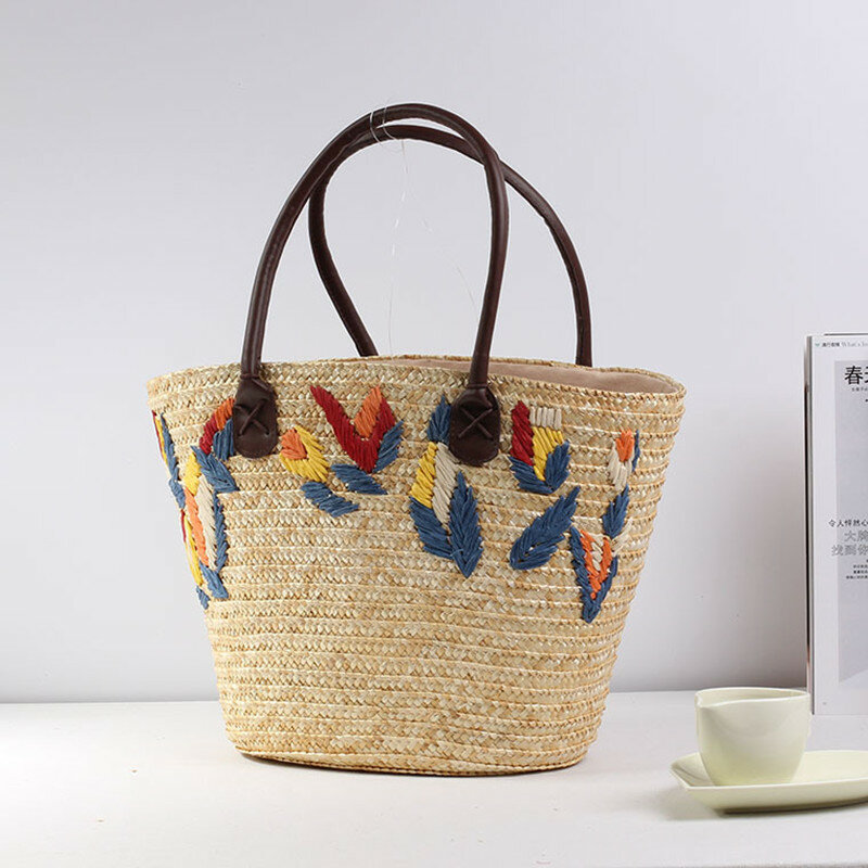 2024 новая свежая Плетеная соломенная сумка с вышивкой, Повседневная сумка, плетеная сумка, сумка на плечо