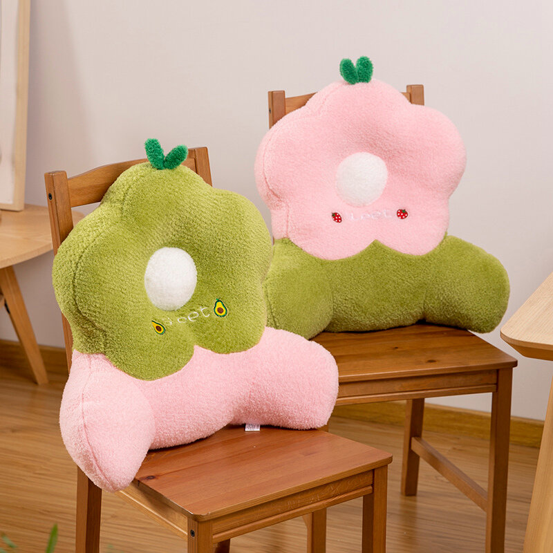 Cartoon Fluffly Flower Plush Waist Cushion Toy Soft Stuffed Fruit Petal Office Plushie Throw Pillow Home Decor for Girls Gifts