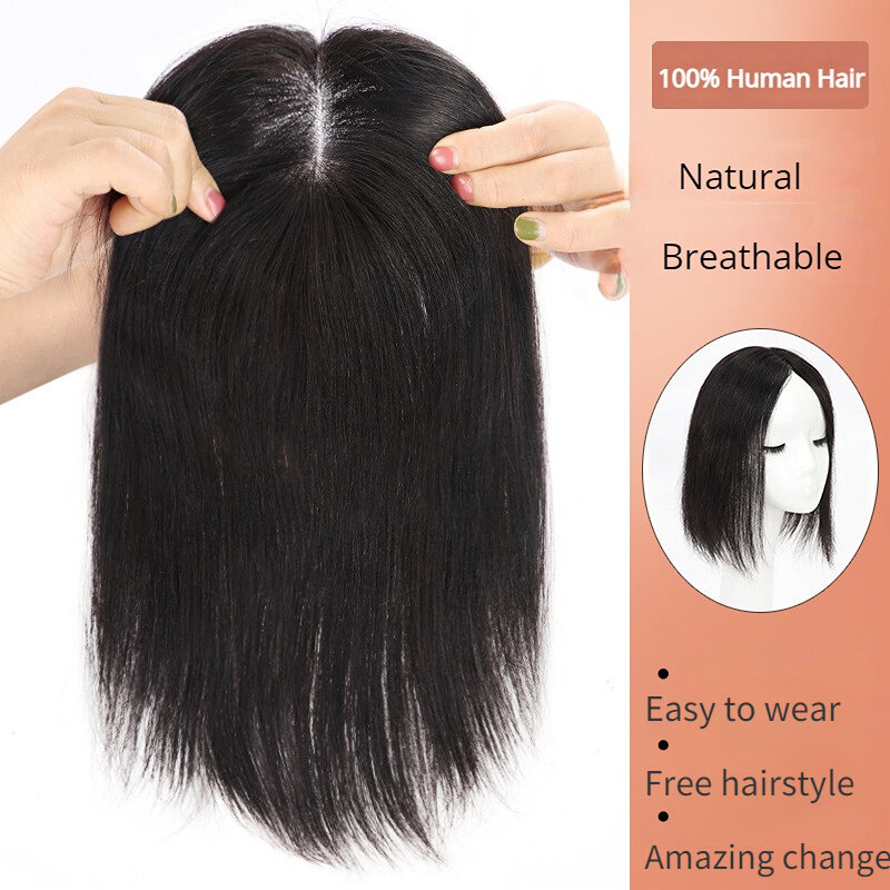 Hair Topper dla kobiet Natural Human Hairpiece dziewicze włosy wymiana skóry baza kobiet peruki 12 cali prosto włosy