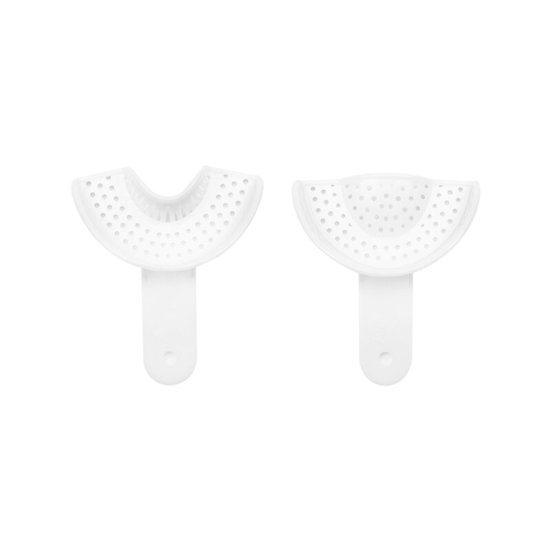 Nampan gigi plastik sekali pakai, nampan cetakan berlubang S/M/L gigit pemegang gigi perawatan mulut dokter gigi bahan Lab 2 buah/set