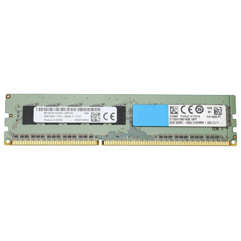 8GB Memory RAM 2RX8 1.35V DDR3 PC3L-12800E 1600MHz 240 Pin ECC Unbuffered RAM for Server Workstation