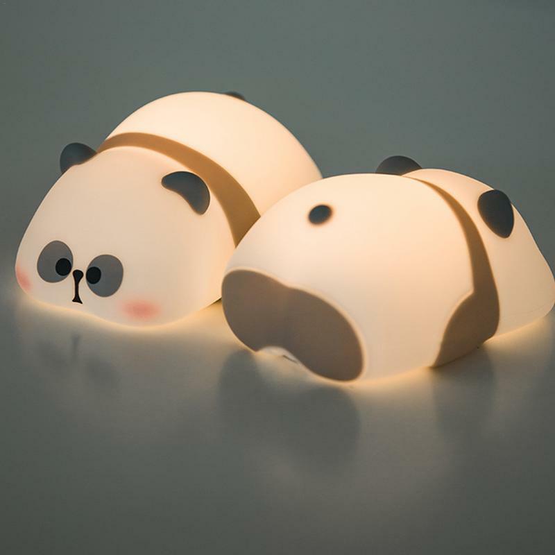 Luces LED de noche para niños, lámpara de silicona de Panda lindo, recargable por USB, decoración de cabecera, luz nocturna para bebés, regalo de cumpleaños