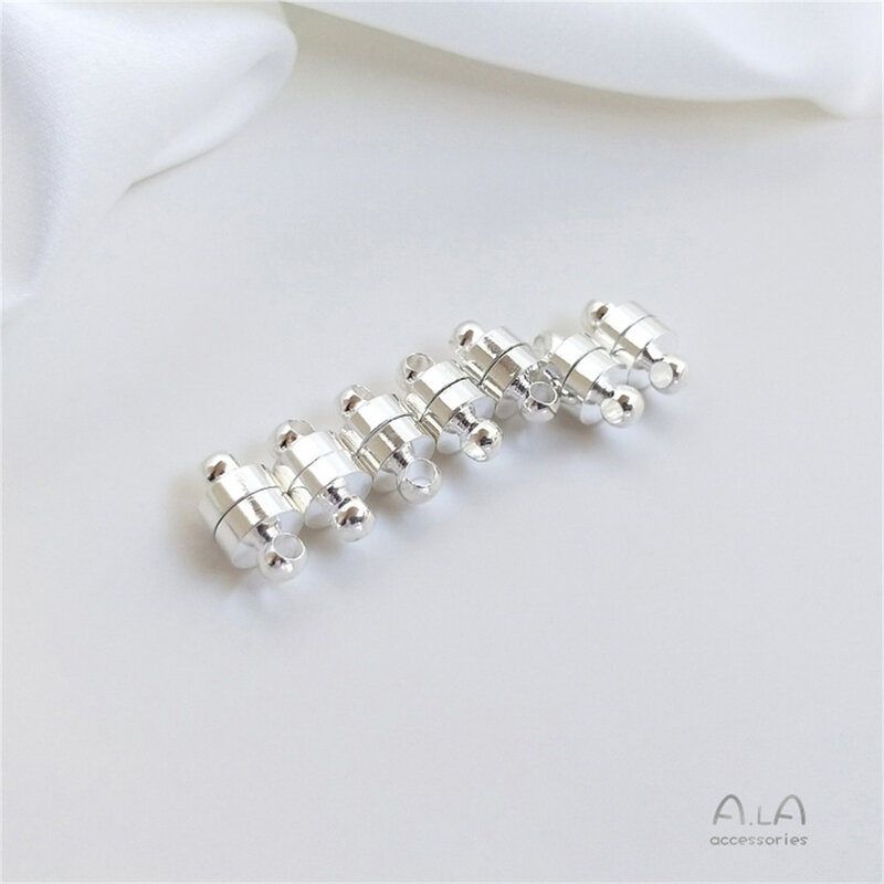 14K Thick Silver Cylindrical Strong Magnetic Buckle Bracelet Necklace Magnet Connection Clasp DIY Jewelry Accessories B842