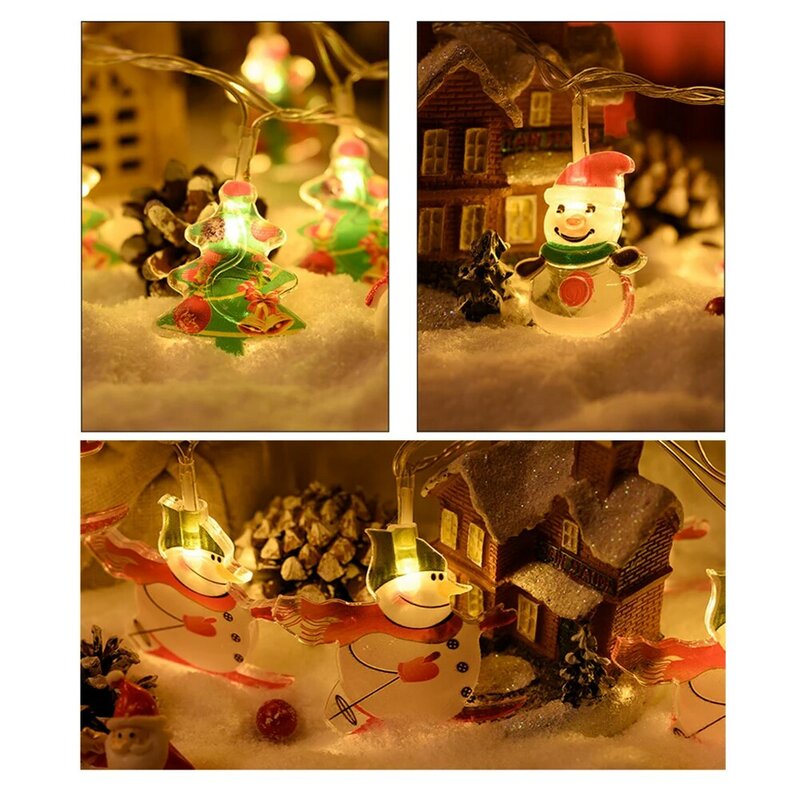Christmas Light String 10 Lights Xmas Ornament Lights IP44 Waterproof For Indoor Decor Decor Gifts 1.5m