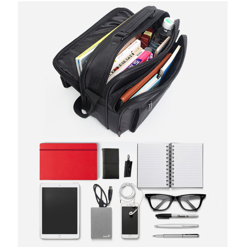 OYIXINGER Multiple Sizes Men Briefcase Bag Waterproof Oxford Male Shoulder Bags For 9-14" Laptop IPAD Man Business Black Handbag