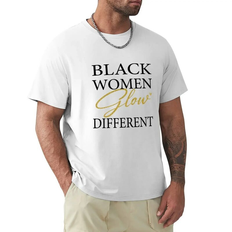 T-shirt vintage pour hommes et femmes, vêtements noirs, chemisier, lueur différente, noir, cadeau