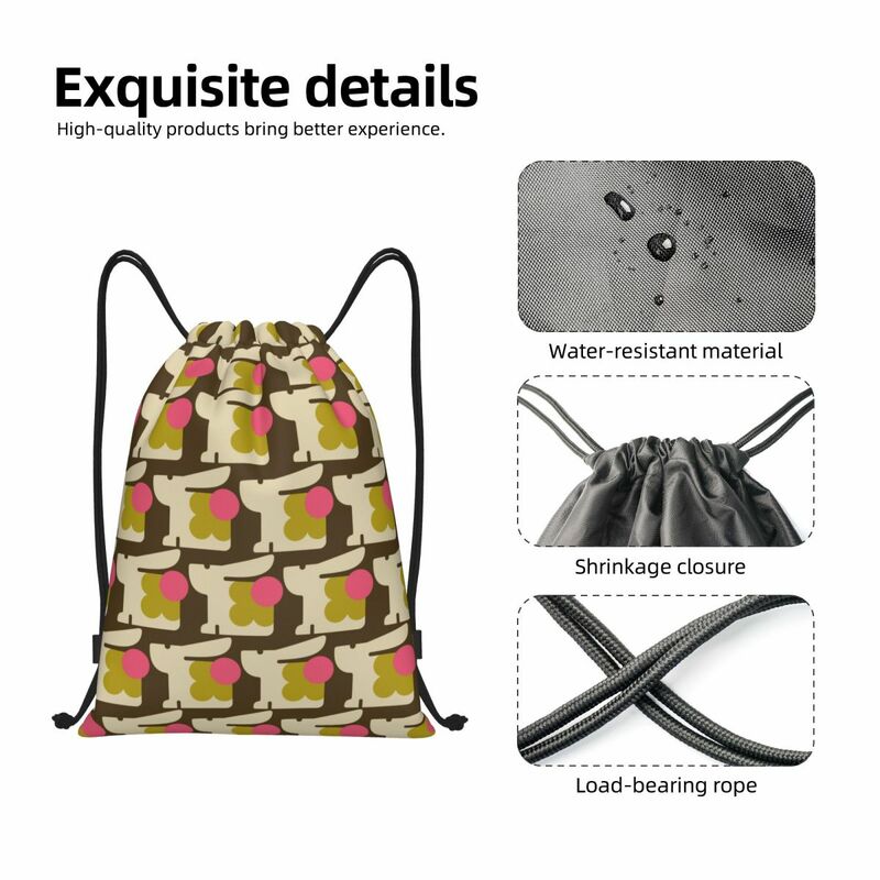 Funny Bunny Pattern Drawstring Backpack, Sports Gym Bag para mulheres e homens, Orla Kiely Training Sackpack