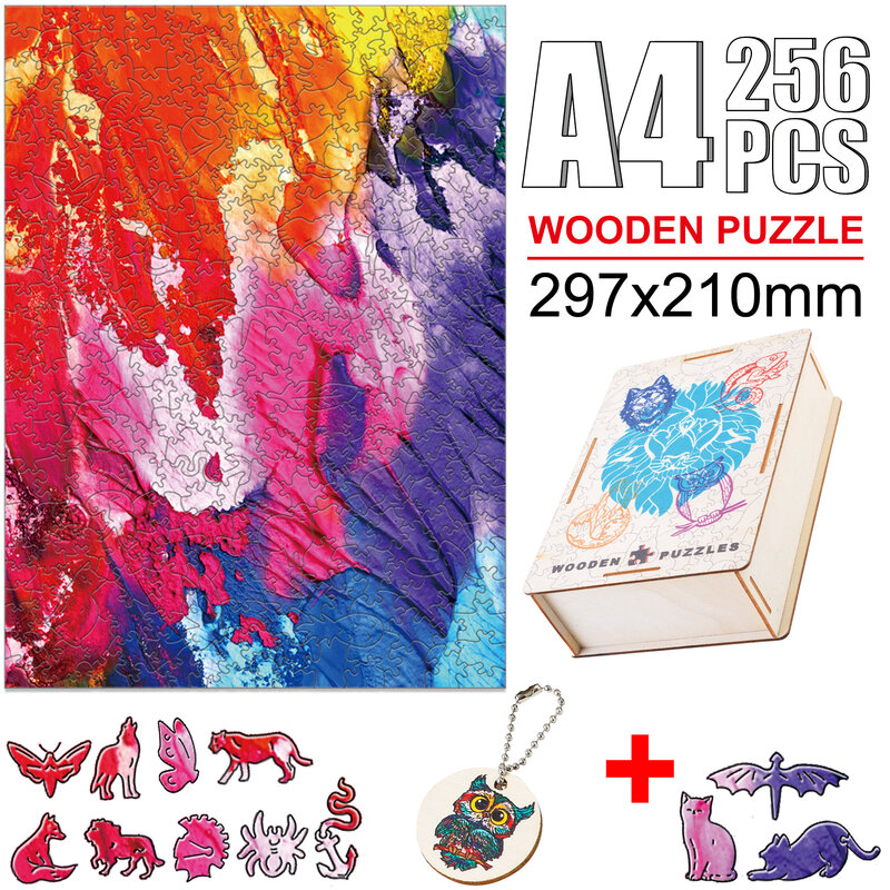 Popularne unikatowe drewniane dekoracje DIY puzzle dla dzieci dorosłych kolorowe eleganckie kształty zabawki Montessori dekompresyjne rodziny