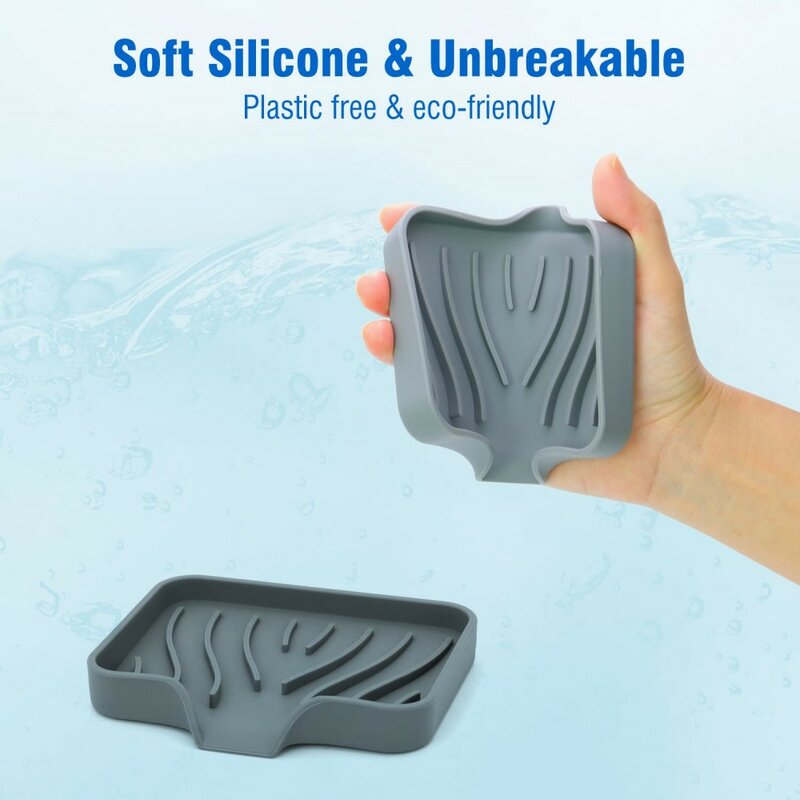 Kotak sabun pengering silikon 1 Pak, Rak pengering sabun meja cuci kreatif Anti licin dapur kamar mandi