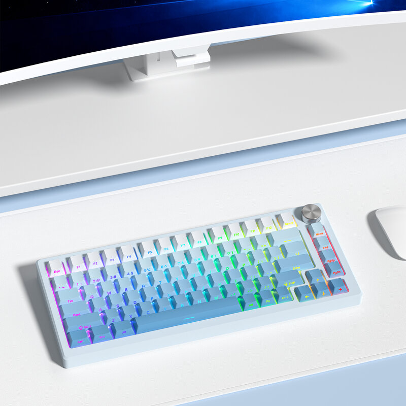 Колпачки для клавиш Cherry Gateron MX с градиентной синей боковой печатью, колпачки для клавиш Double Shot PBT, 136 клавиш для игровой клавиатуры Cherry Gateron