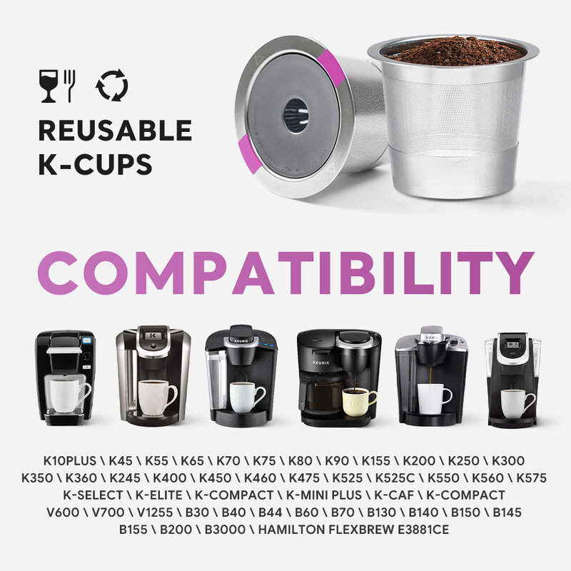 Универсальная многоразовая чашка K из нержавеющей стали, совместимая с кофеварками Keurig 1,0 и, многоразовые чашки K, фильтр для кофе