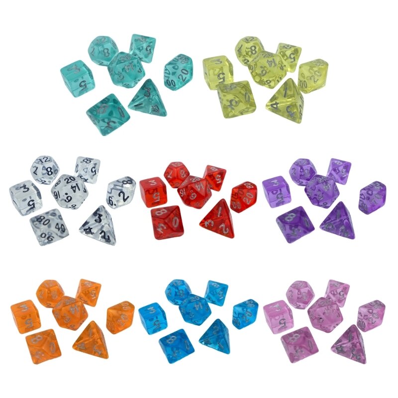 Mini polyhedrale dobbelstenen helder acryl dobbelstenen kleine rollenspel tafelspel dobbelstenen