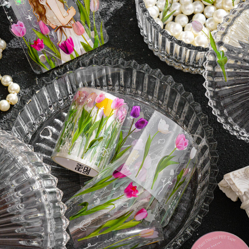 装飾的なペットのステッカー、かわいい、そして美しい、花のキャンドルシリーズを収集、ロットあたり6個