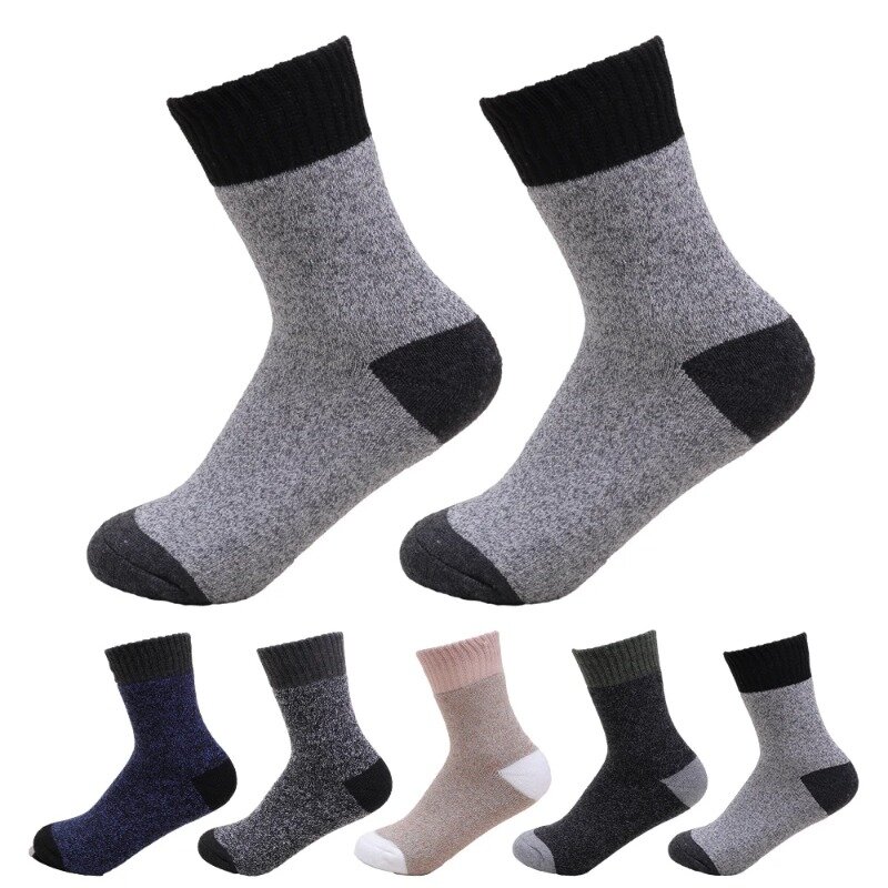Супертолстые зимние шерстяные мужские термоноски, теплые спортивные носки из хлопчатобумажной шерсти, мужские махровые носки для холодного снега