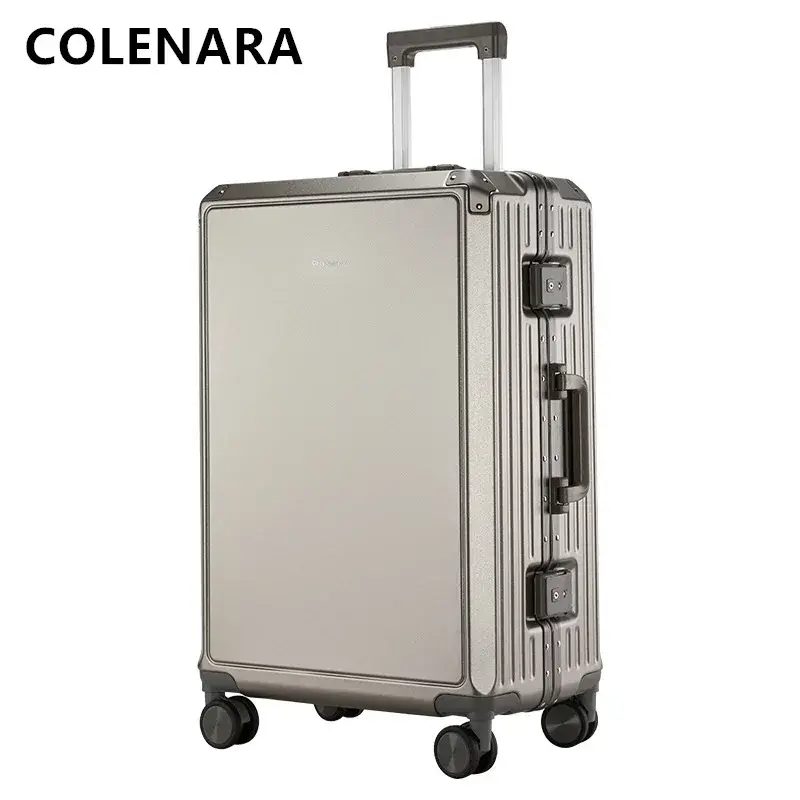 COLENARA-PC إطار من الألومنيوم حقيبة للرجال والنساء ، وحالة عربة ، صندوق الصعود ، عجلة عالمية ، المتداول كلمة السر الأمتعة ، 20"