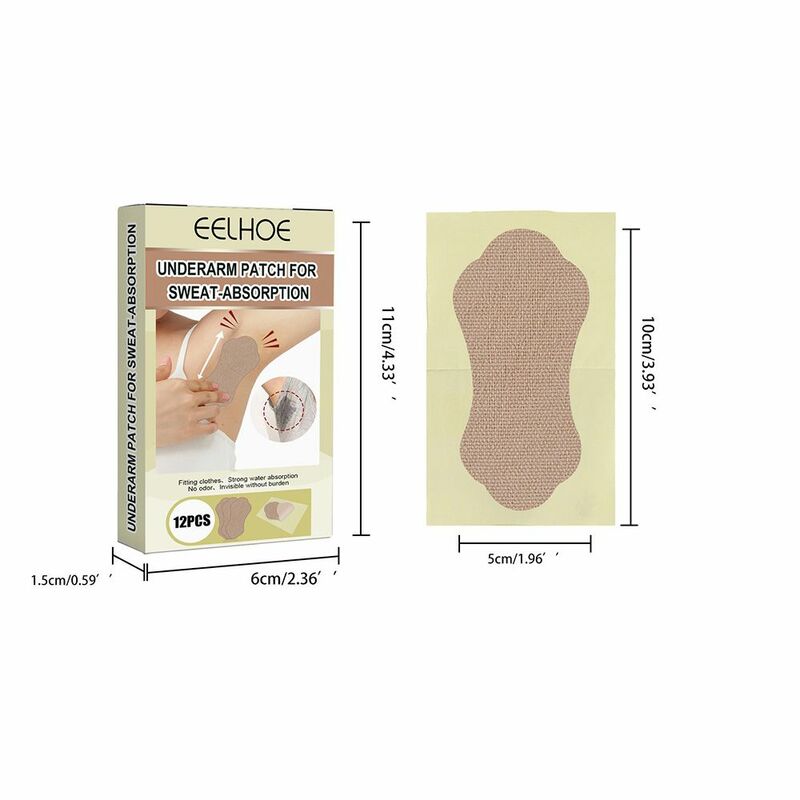 12Pcs Anti Sweat Pads Sticker Strong Absorbing Sweat Non-ieakage Perspiration Absorb Patch for Armpits Underarm Deodorant