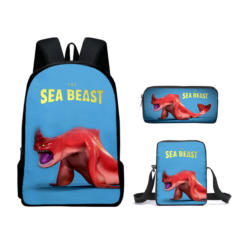 Klasyczna moda morska bestia z nadrukiem 3 sztuk/zestaw tornistry szkolne plecak mała torba na laptopa pochylona torba na ramię piórnik