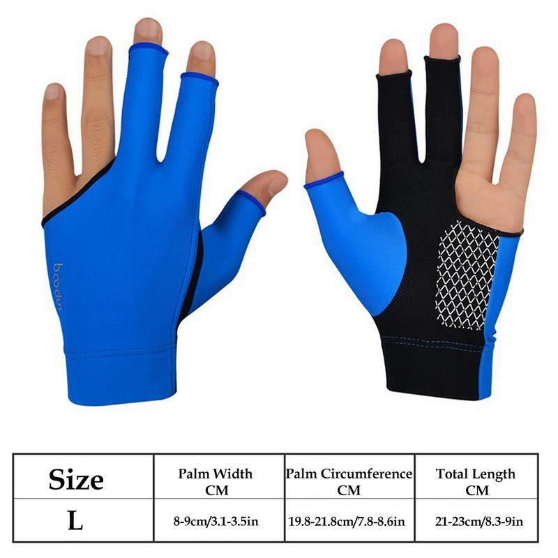 ถุงมือเล่นพูลถุงมือ3นิ้ว, ถุงมือเล่นบิลเลียดปรับได้และใส่สบายเหมาะสำหรับเล่นกีฬา
