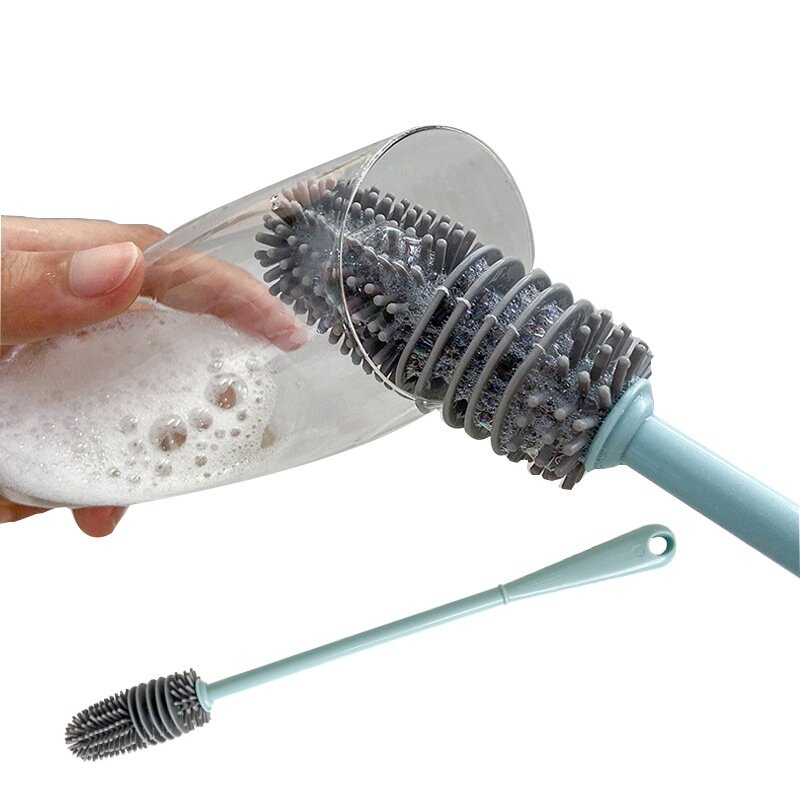 Efficient Baby Bottle Brush Silicone Milk Bottle Brush 360 Long Handle Cup Brush Household Cleaning Brush Kitchen Brush Bottle