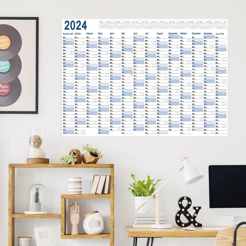 Calendario grande de año completo 2024, calendario grande de año completo, calendario de 365 días, calendario de póster grande para