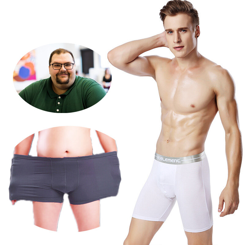 Boxer grande taille 7XL pour hommes gras, Lingerie respirante avec grande poche à pénis pour personnes Super lourdes, sous-vêtements élastiques, culotte Gay