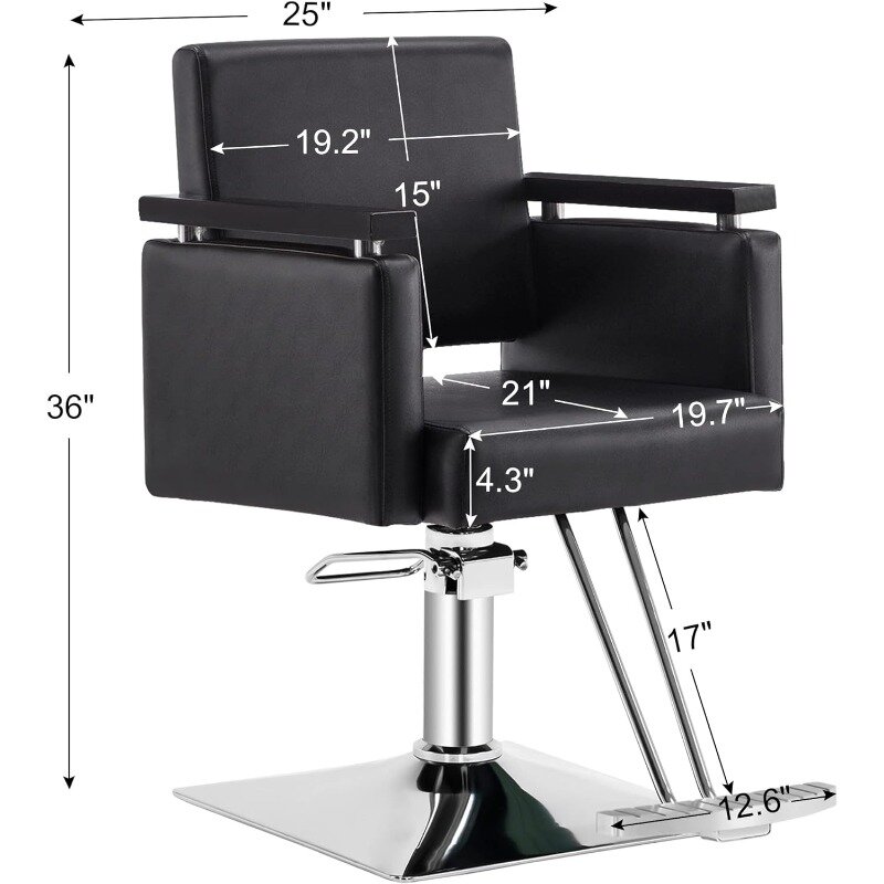 BarberPub 클래식 유압식 이발 의자, 미용실 의자, 뷰티 스파 스타일링 살롱 장비 8803, 블랙