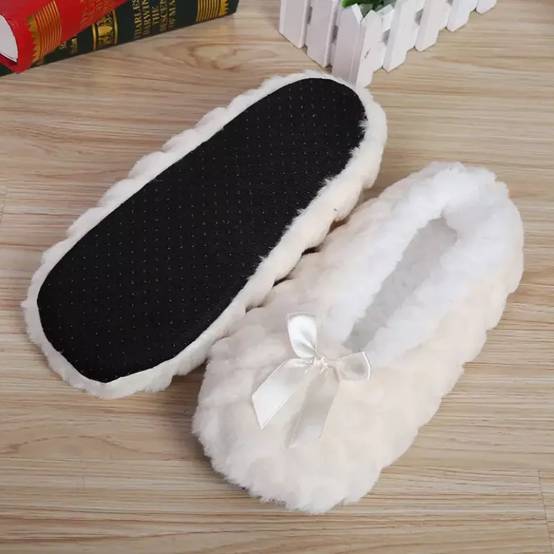 New Fluffy Female Floor Slipper Women's Winter Shoes Warm Thick Fur Plush Anti-Skid Grip Sole Cute Funny Indoor Home House Shoes