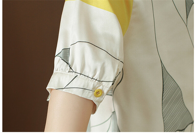 Blusa estampada de manga corta para mujer, ropa elegante, 2024
