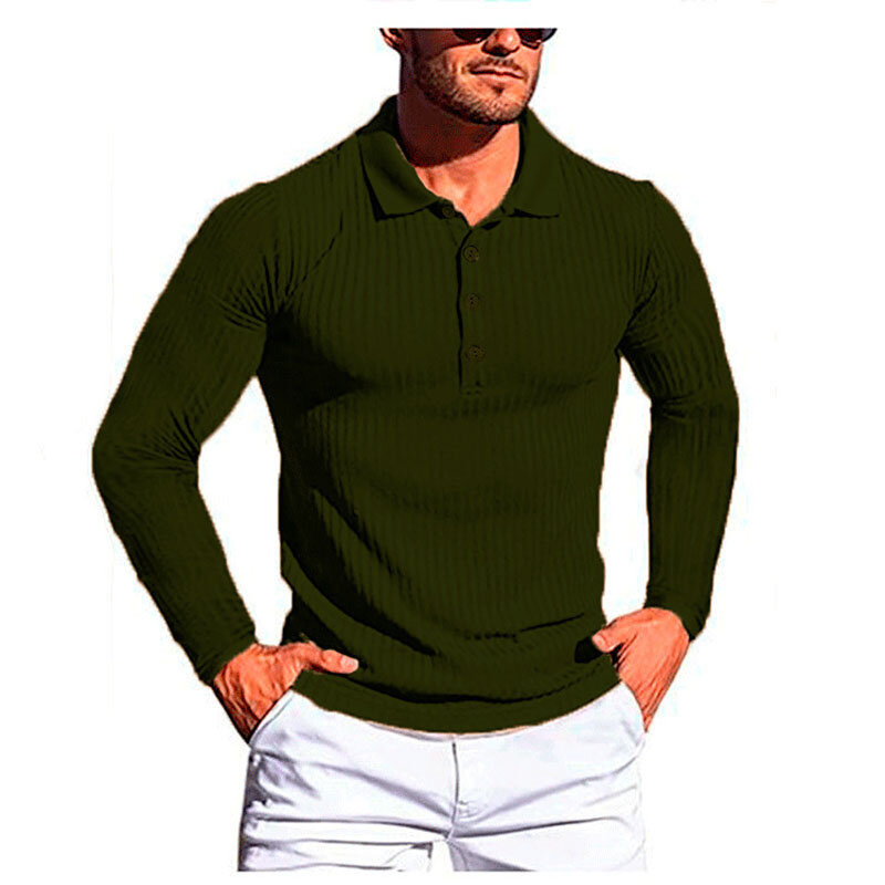 جديد الربيع الرجال مطاطا بولو قميص مخطط اللياقة البدنية تي شيرت الرجال سليم صالح بدوره إلى أسفل طوق طويلة الأكمام تي شيرت ملابس رياضية MY912