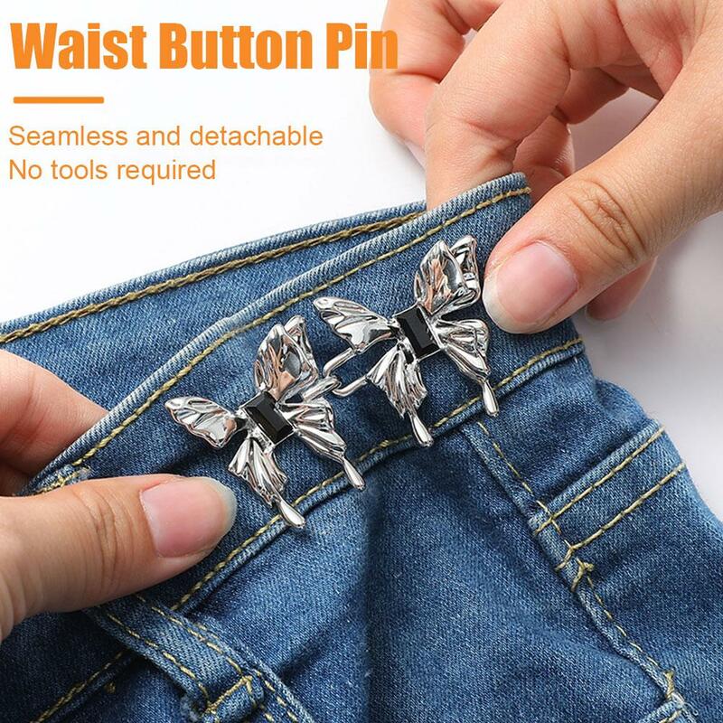 Adjustable Waist Tighting Pin Women Alloy Brooch Buckles Detachable Vintage Pants Button Coat Jeans Pins Waist Button Jean T6N4
