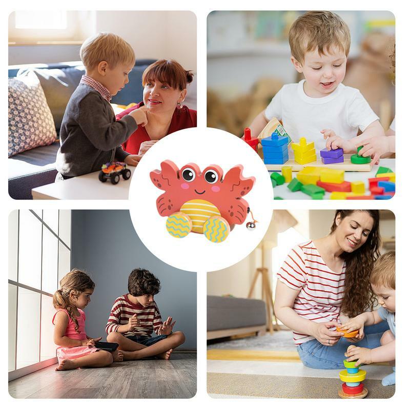 Juguetes sensoriales interactivos con cuerda para niños pequeños, animales de dibujos animados, juguete educativo de aprendizaje, juguetes para caminar