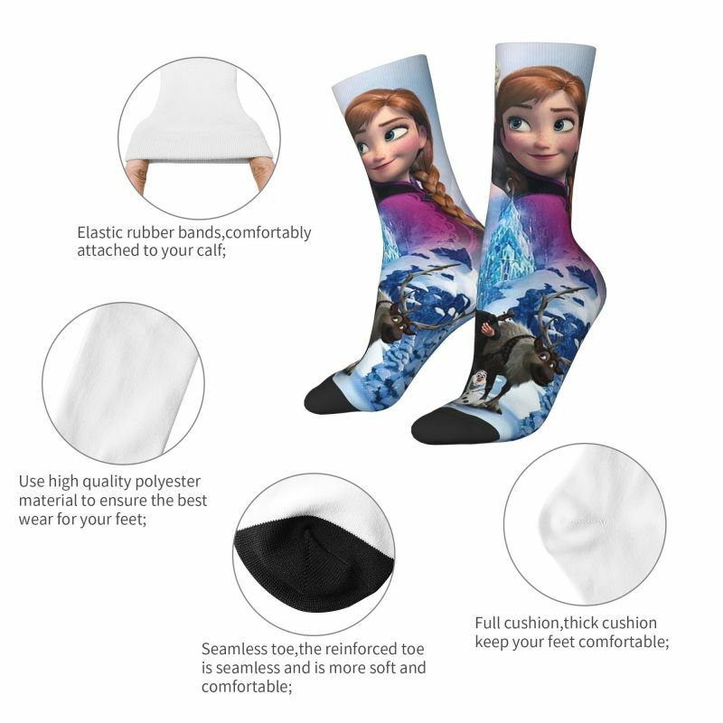 Kaus kaki Anime Frozen pria wanita, kaus kaki Crew uniseks keren motif 3D untuk pria dan wanita