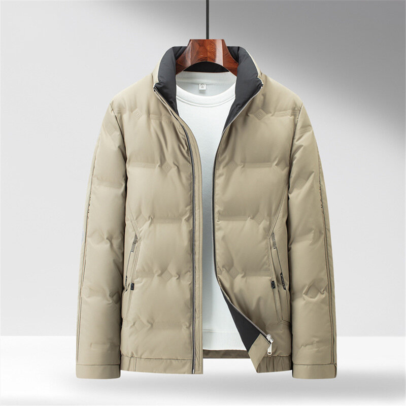 Jaqueta casual acolchoada para puffer masculina, 90% branca, casacos ao ar livre leves, monocromática, casacos masculinos, moda, inverno