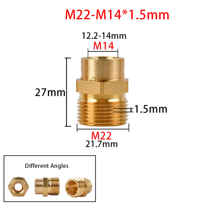 Brass 3/8" 1/2" M14 M18 M22 Thread Connector Male Female  Adaptor Pressure Washer Gun Hose Connector Brass Fitting